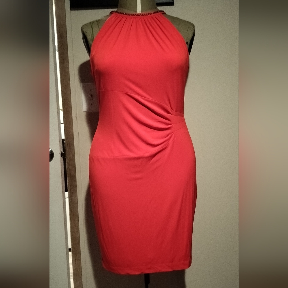 Cache Elegant Red Halter Dress